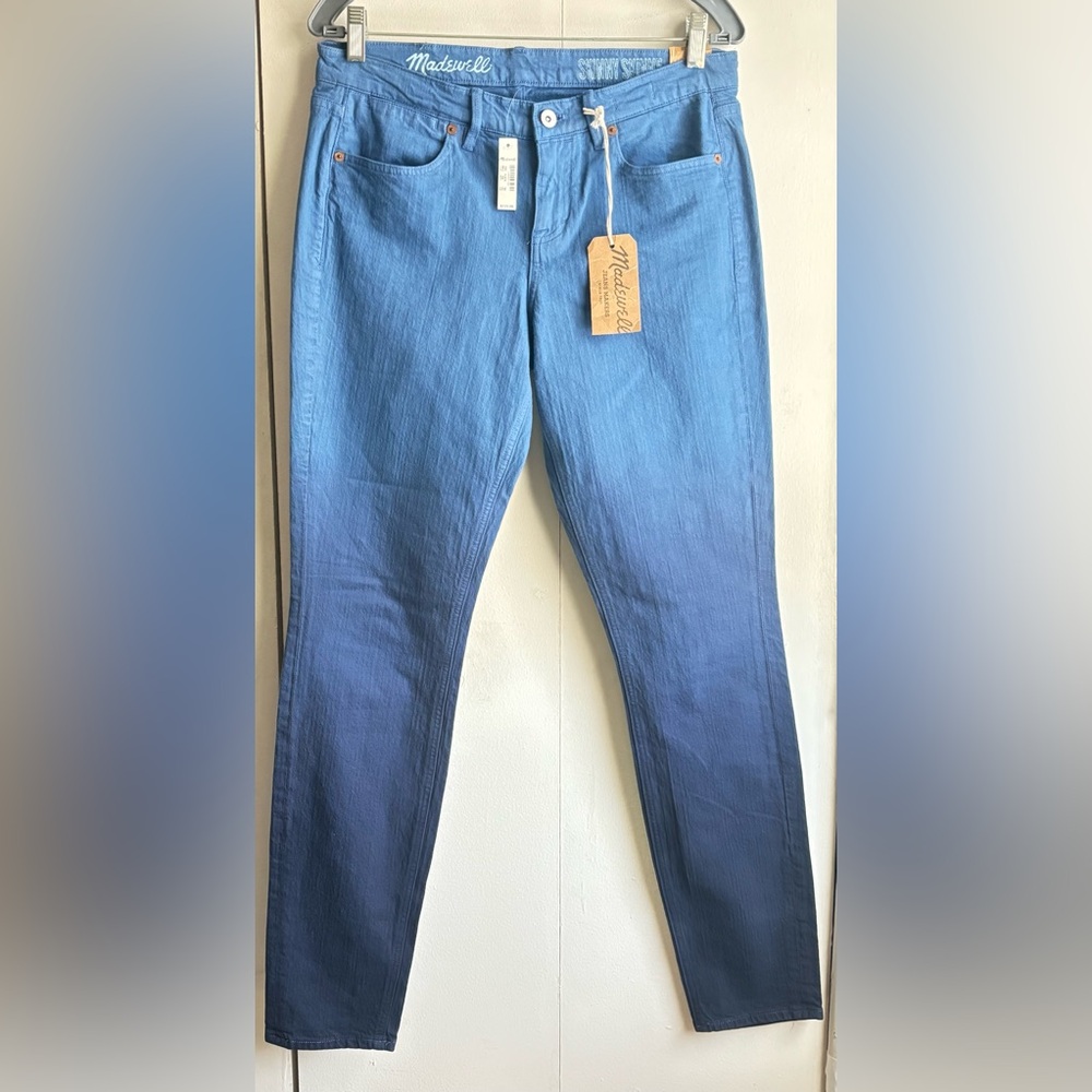 NWT WOMENS MADEWELL SKINNY SKINNY TWO TONE BLUE JEANS, size 29x32